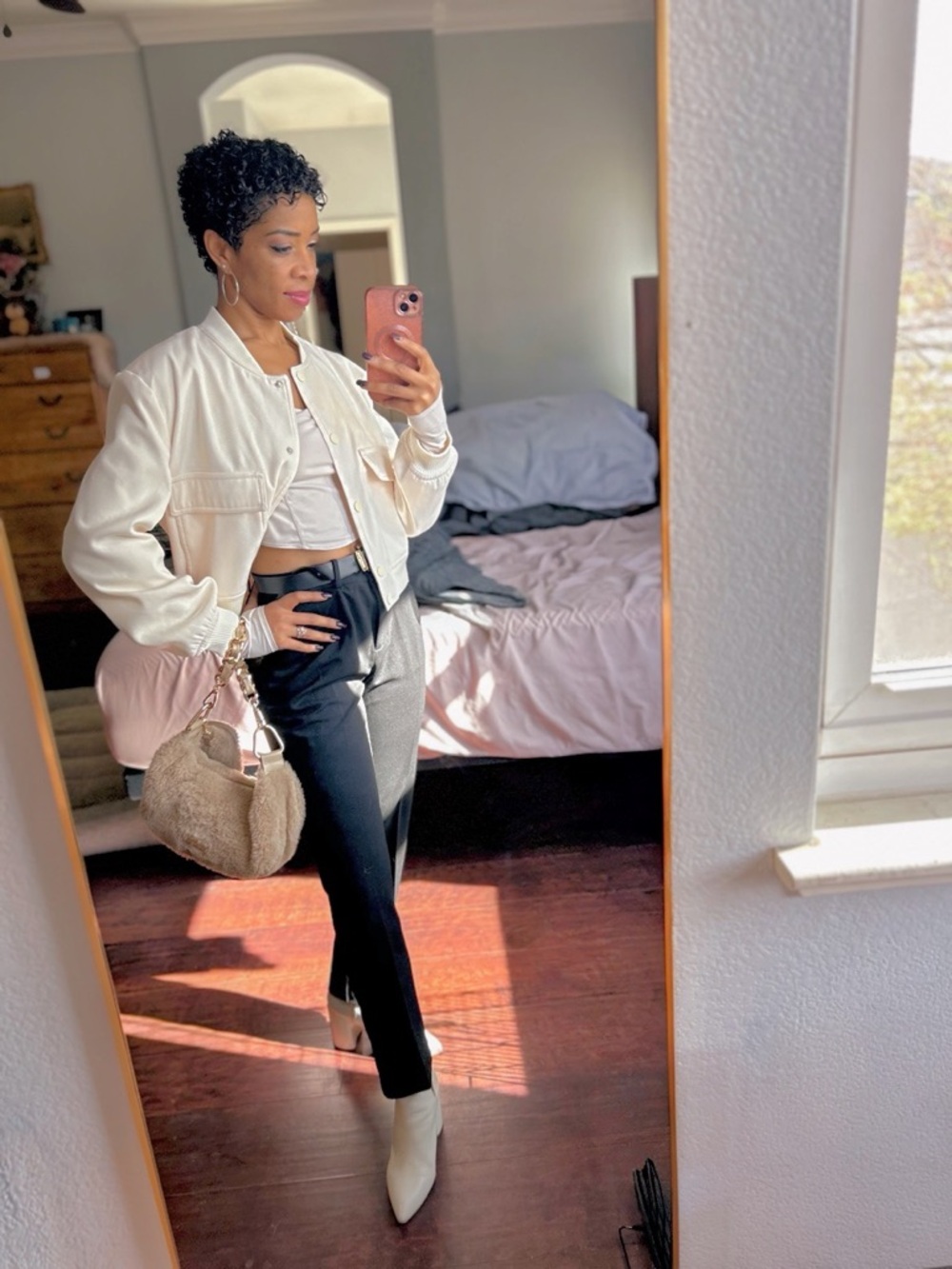 Women’s Lightweight Bomber Jacket - Cream